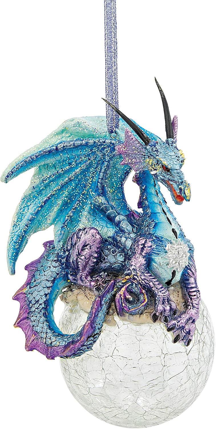 Design Toscano Frost The Gothic Dragon Holiday Ornament Christmas Decor, 5