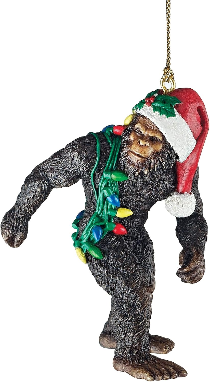 Design Toscano yeti with Santa hat Funny Christmas Tree Ornament, 2 inches Abominable Snowman
