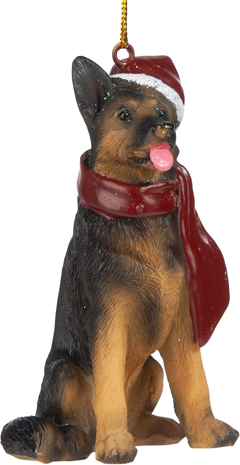 Design Toscano German Shepherd Holiday Dog Christmas Tree Ornament Xmas