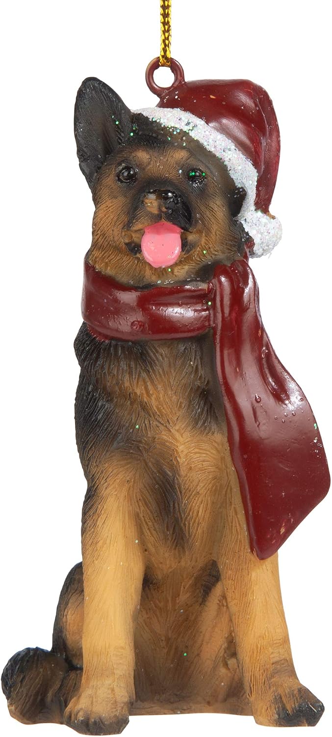 Design Toscano German Shepherd Holiday Dog Christmas Tree Ornament Xmas