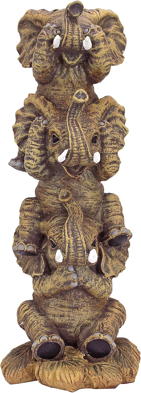 Design Toscano NG33769 Hear-No, See-No, Speak-No Evil Stacked Elephants