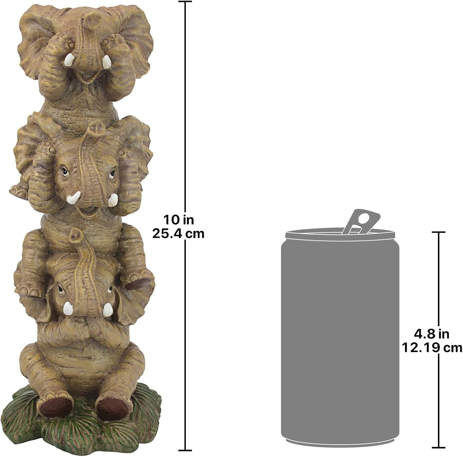 Design Toscano NG33769 Hear-No, See-No, Speak-No Evil Stacked Elephants