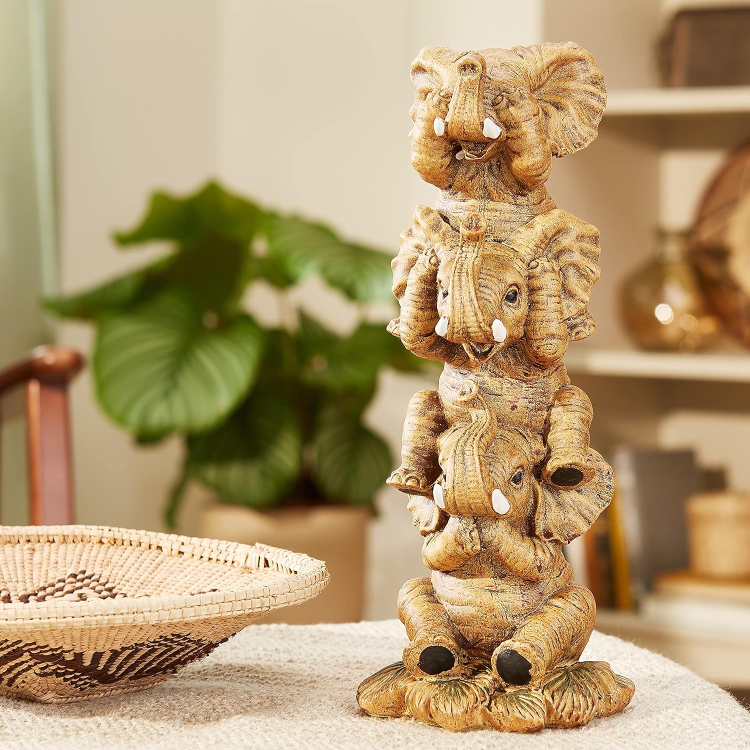 Design Toscano NG33769 Hear-No, See-No, Speak-No Evil Stacked Elephants