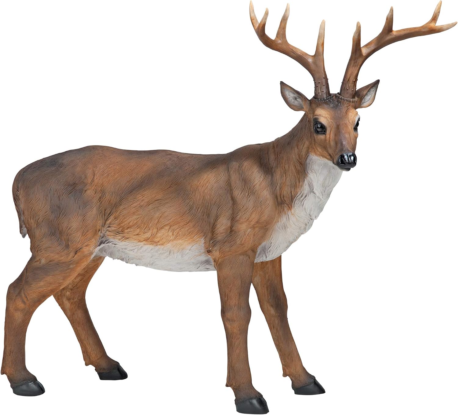 Design Toscano Big Rack Deer Buck Indoor/Outdoor Garden Decoy Animal Statue, 28 Inch Long, 24 Inch Tall, Cast Stone Resin, Brown Finish