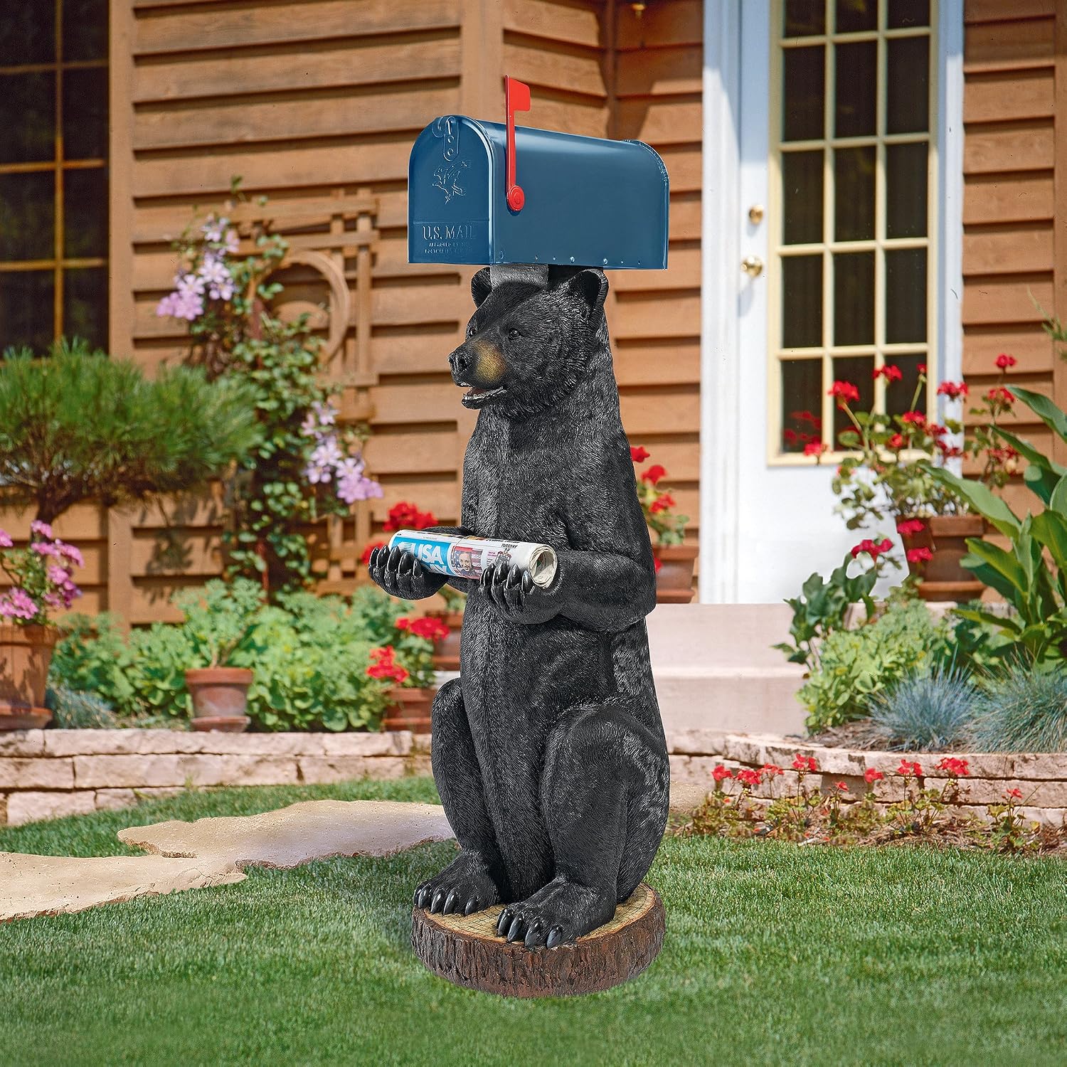 Design Toscano Postal Bear Mail Post Sleeve Statue 16.5"Wx16.5"Dx43"H 30 lbs