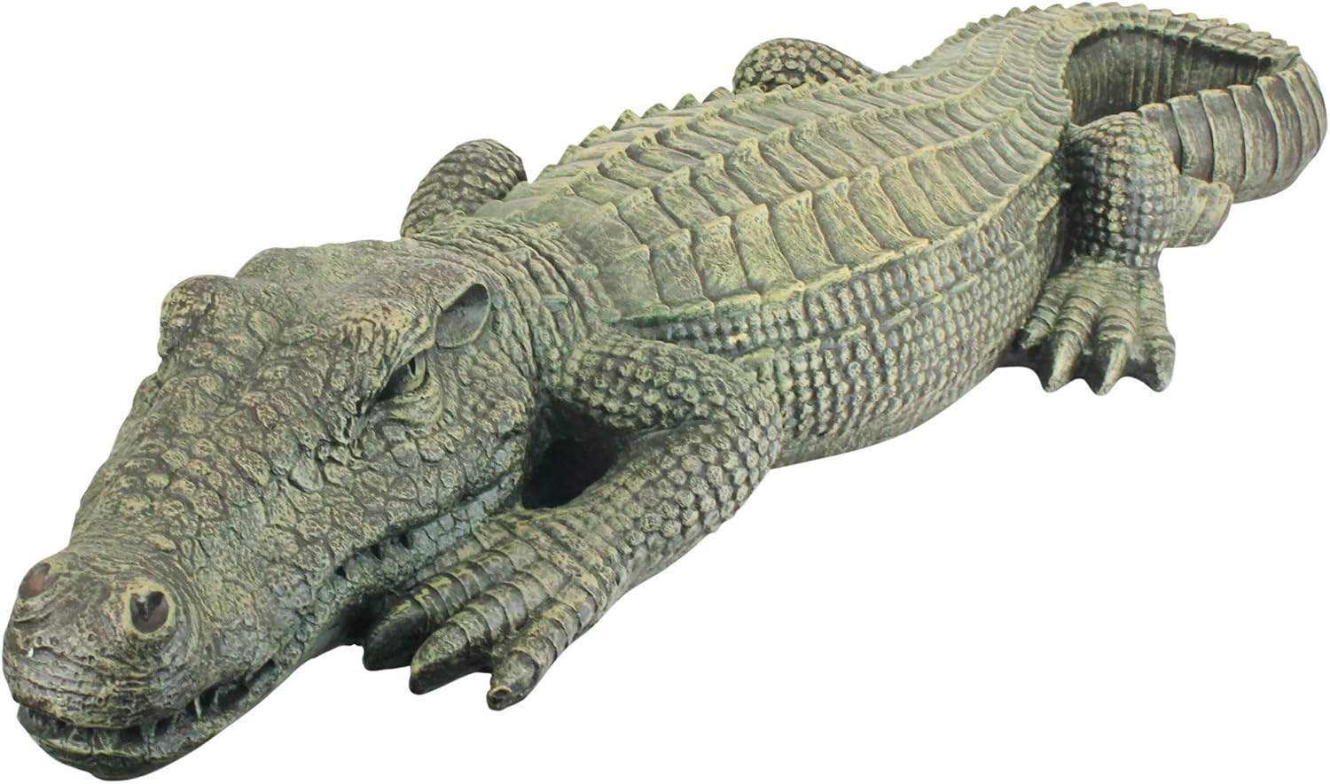 Design Toscano Swamp Beast Lawn Alligator Crocodile Outdoor Garden Statue, Large, 37 Inch Long, Cast Stone Resin, Reptile Green Finish