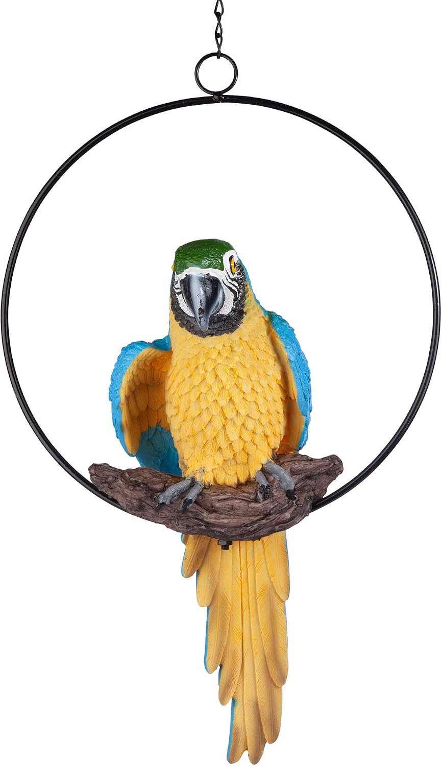 Design Toscano Polly in Paradise Parrot Hanging Bird Ring Perch
