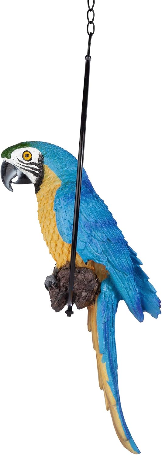 Design Toscano Polly in Paradise Parrot Hanging Bird Ring Perch
