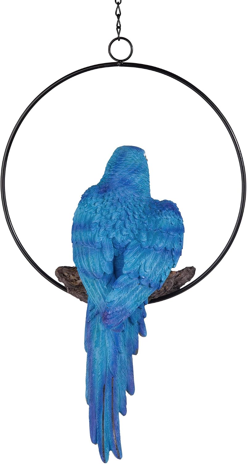 Design Toscano Polly in Paradise Parrot Hanging Bird Ring Perch