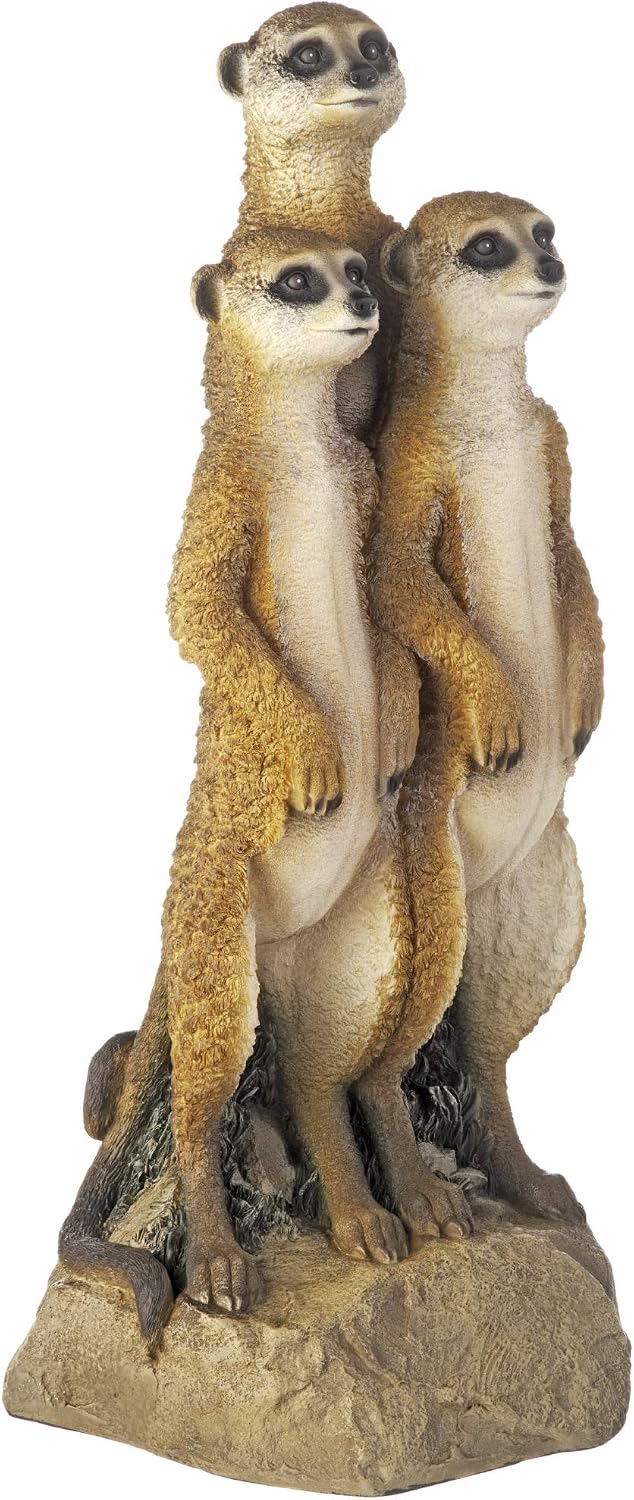 Design Toscano Meerkat Gang Outdoor Garden Animal Statue, 26 Inch, Resin, Full Color Finish