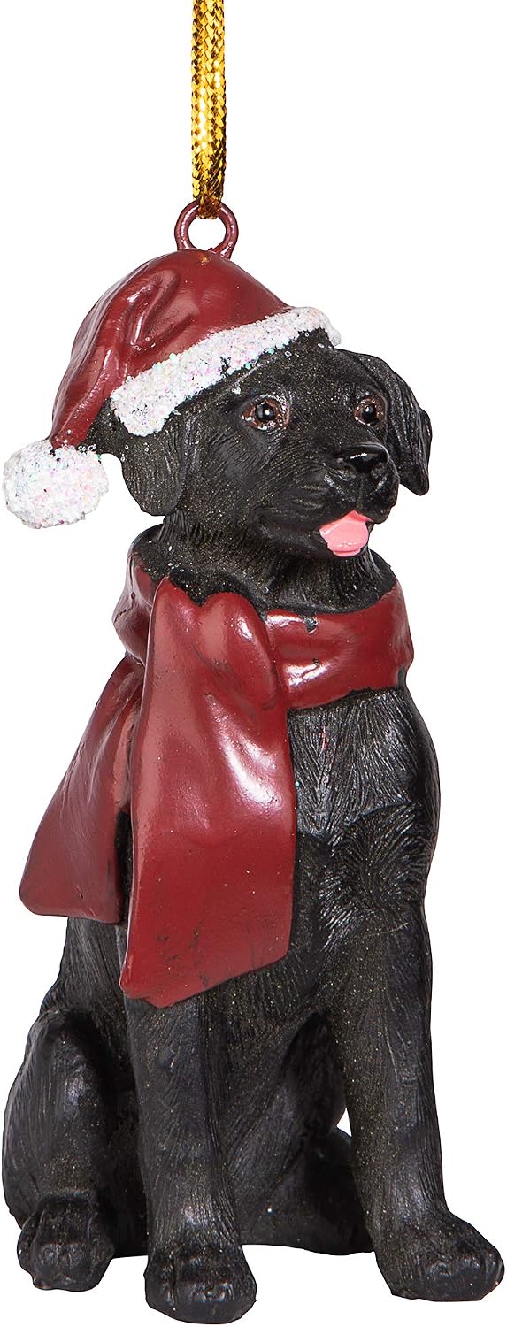Design Toscano Black Labrador Retriever Holiday Dog Christmas Tree Ornament