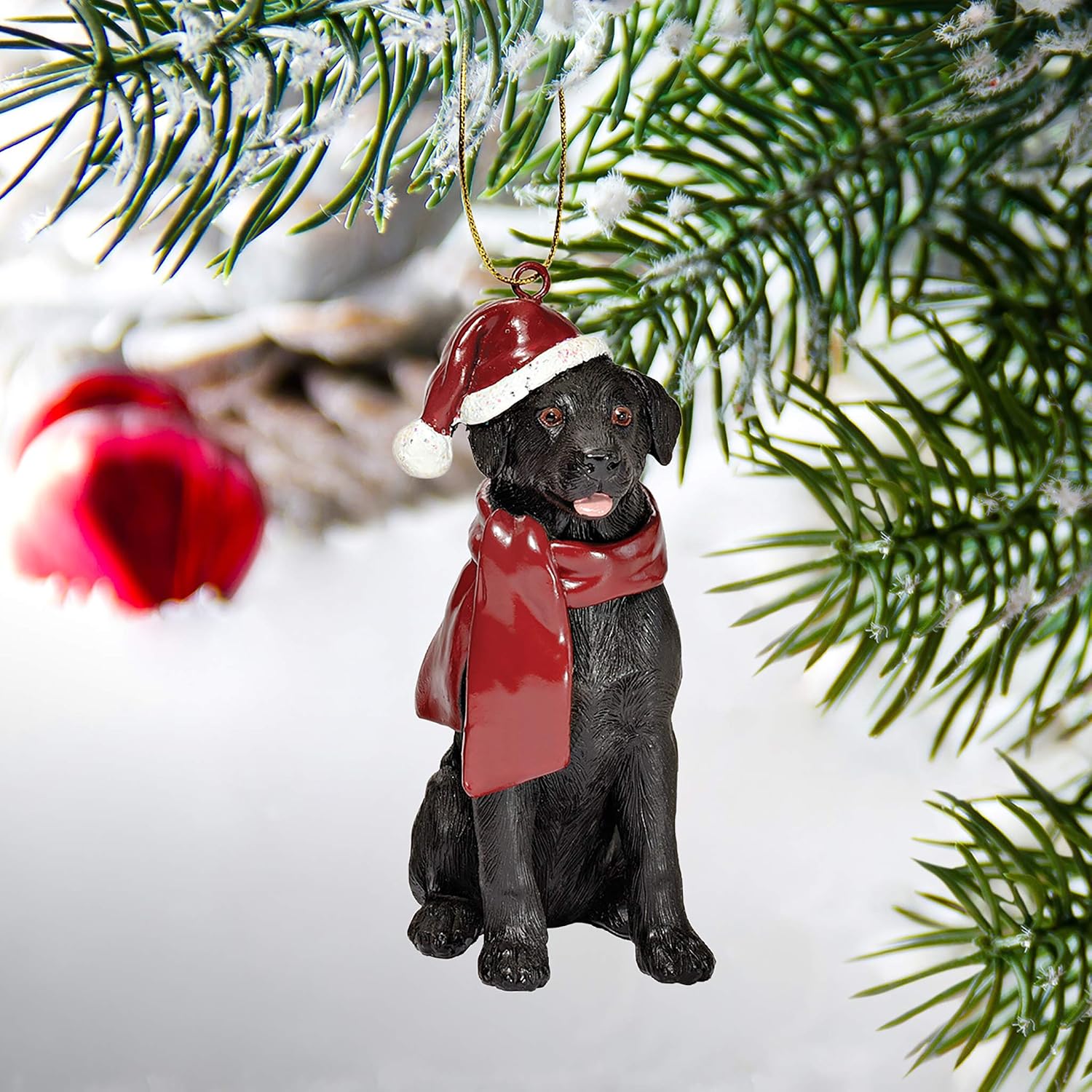 Design Toscano Black Labrador Retriever Holiday Dog Christmas Tree Ornament