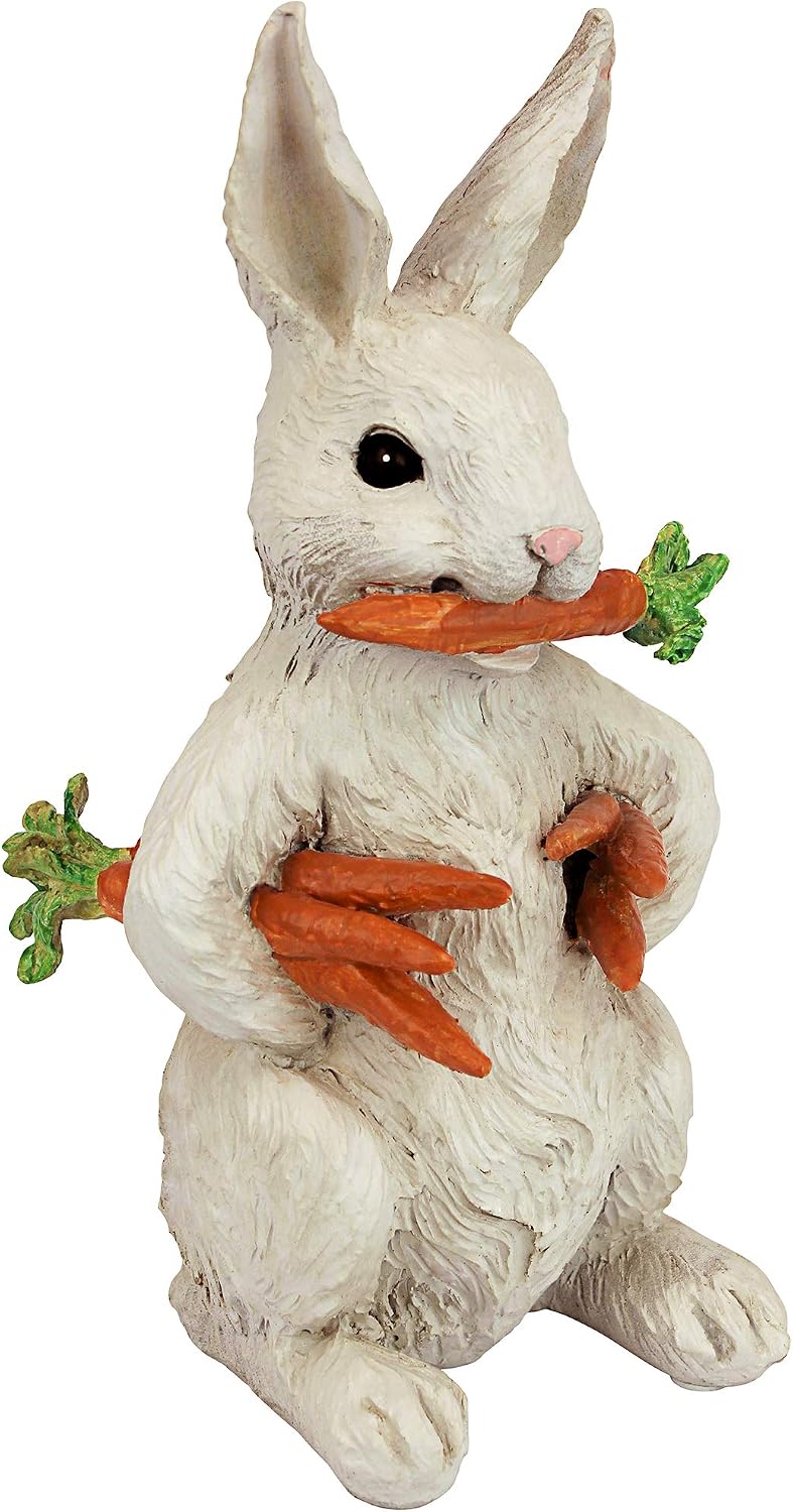 Design Toscano EU1054 Carotene the Rabbit with Carrots Easter Décor, Indoor/Outdoor Garden Statue, 6 Inches Wide, 12 Inches Tall, Handcast Polyresin, Full Color Finish
