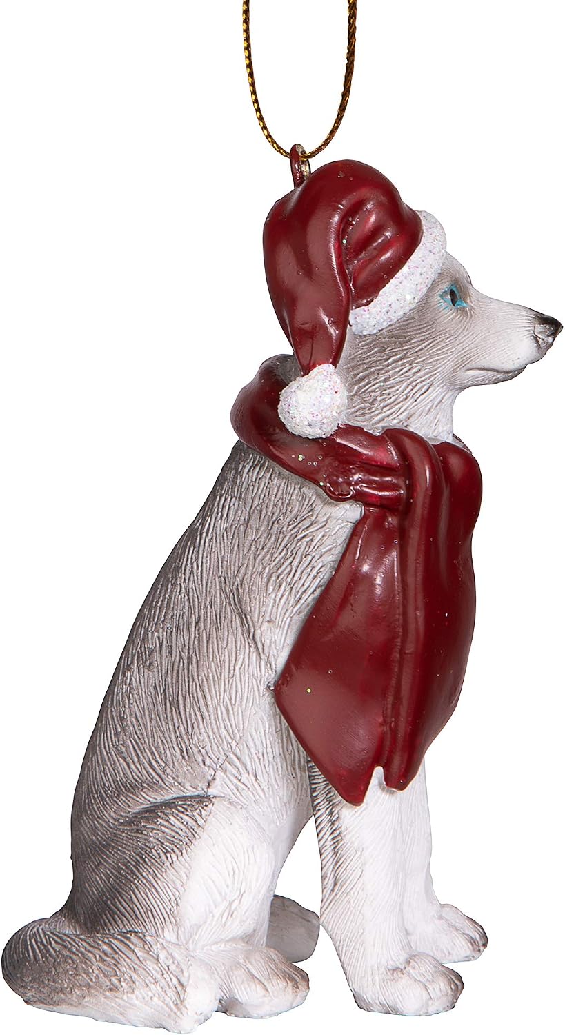 Design Toscano Siberian Husky Holiday Dog Christmas Tree Ornament Xmas Siberian Huskey
