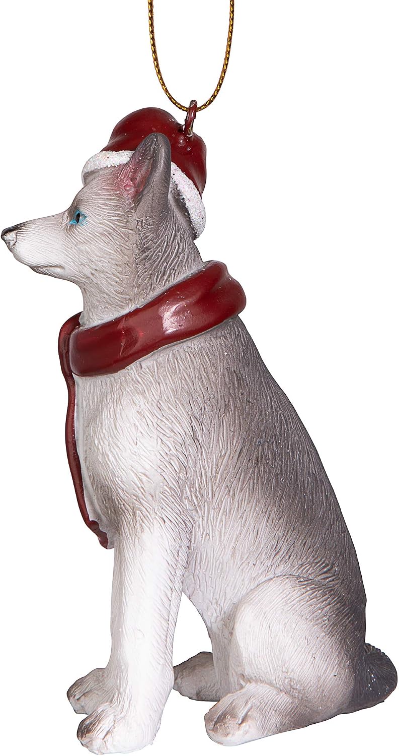 Design Toscano Siberian Husky Holiday Dog Christmas Tree Ornament Xmas Siberian Huskey