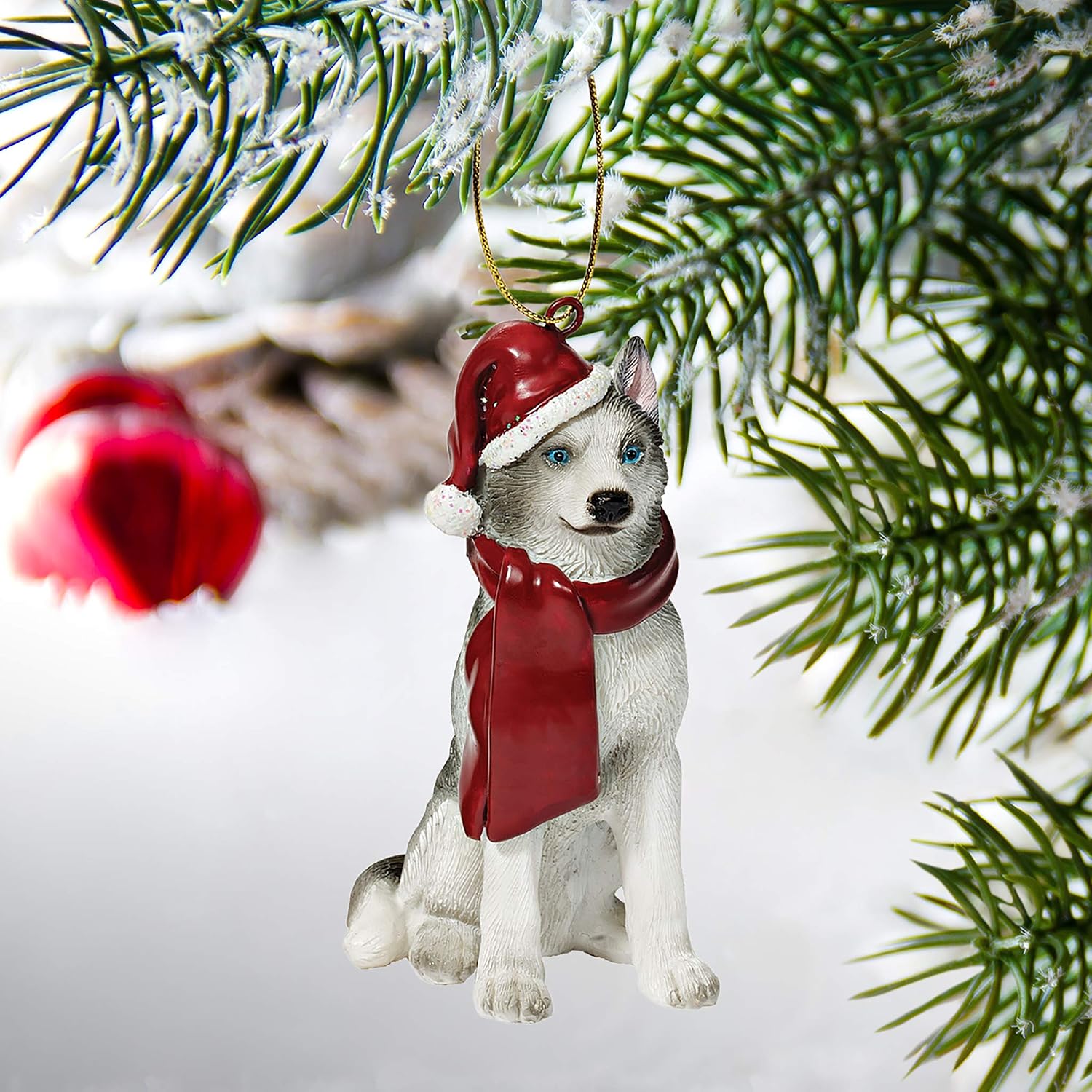 Design Toscano Siberian Husky Holiday Dog Christmas Tree Ornament Xmas Siberian Huskey