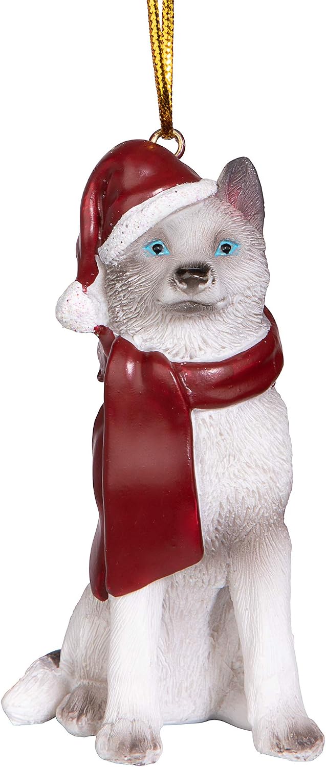 Design Toscano Siberian Husky Holiday Dog Christmas Tree Ornament Xmas Siberian Huskey