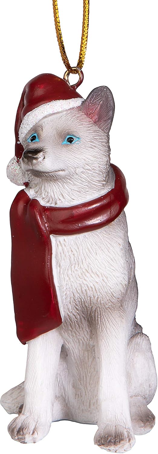 Design Toscano Siberian Husky Holiday Dog Christmas Tree Ornament Xmas Siberian Huskey