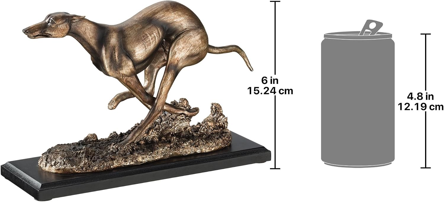 Design Toscano NY1280200 Greyhound Whippet Art Deco Dog Statue, Bronze