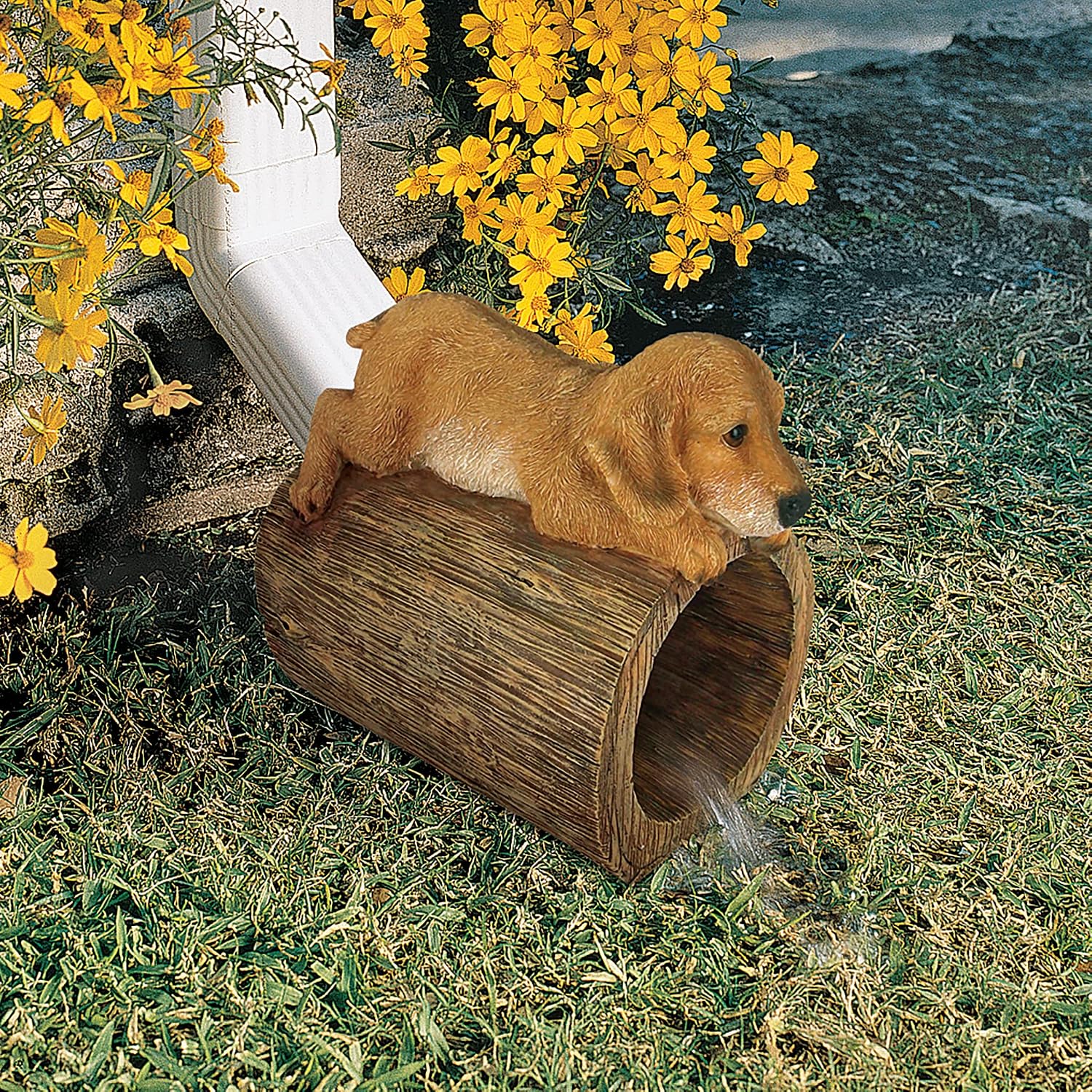 Design Toscano Golden Retriever Puppy Dog Gutter Guardian Downspout Statue