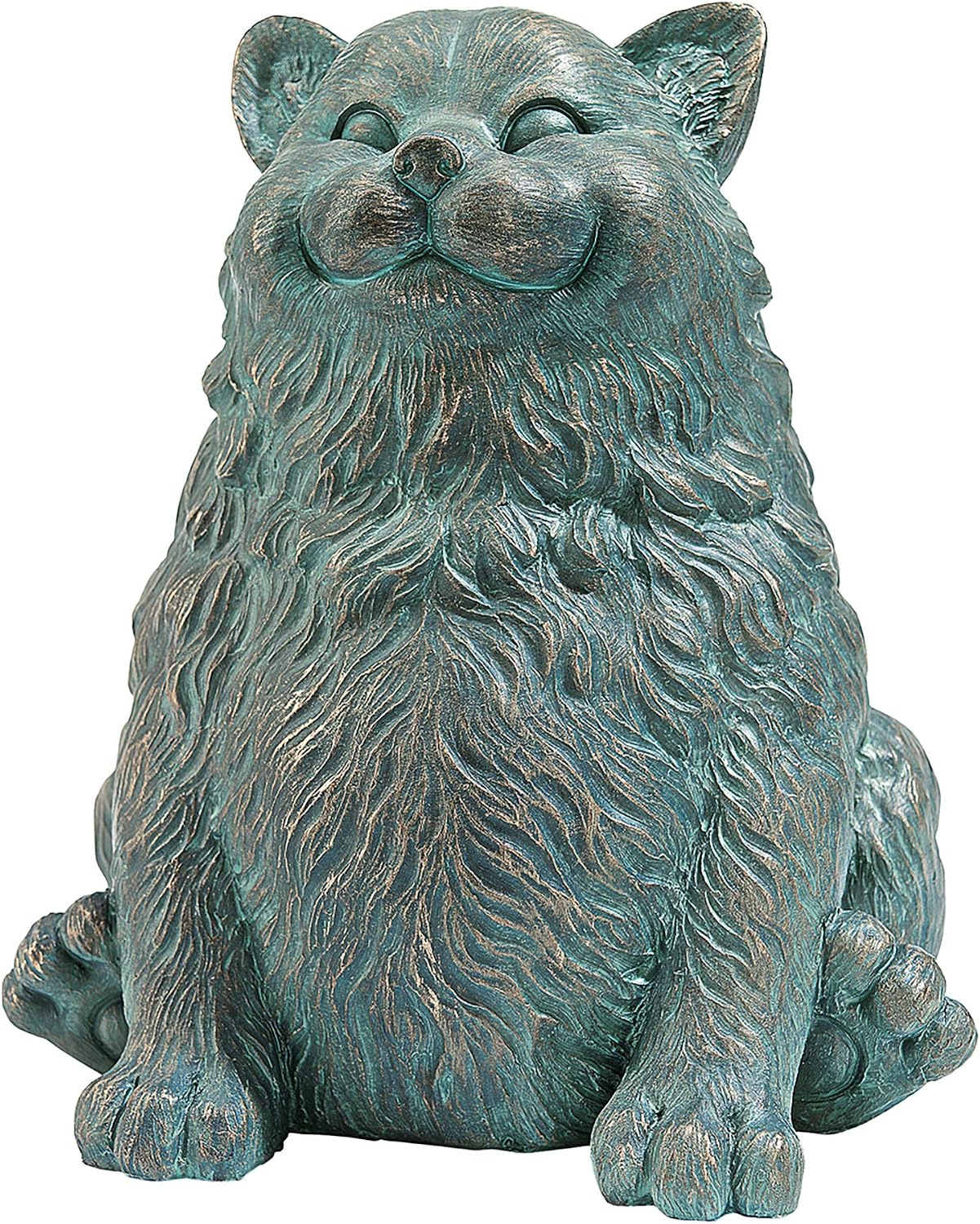 Design Toscano Sitting Phat Cat Animal Statue, 8 Inch, Resin, Faux Bronze Finish