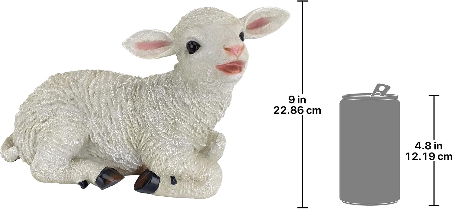 Design Toscano Sitting Yorkshire Lamb Garden Farm Animal Statue, 15 Inch