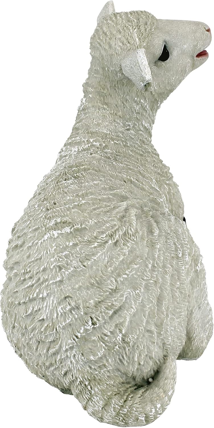 Design Toscano Sitting Yorkshire Lamb Garden Farm Animal Statue, 15 Inch