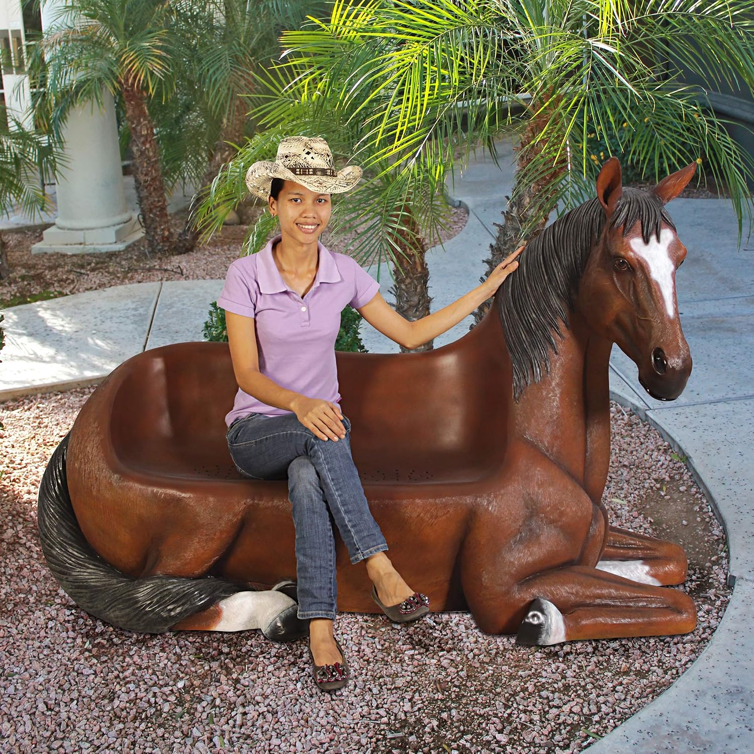 Design Toscano Saddle Up Horse Bench Sculpture