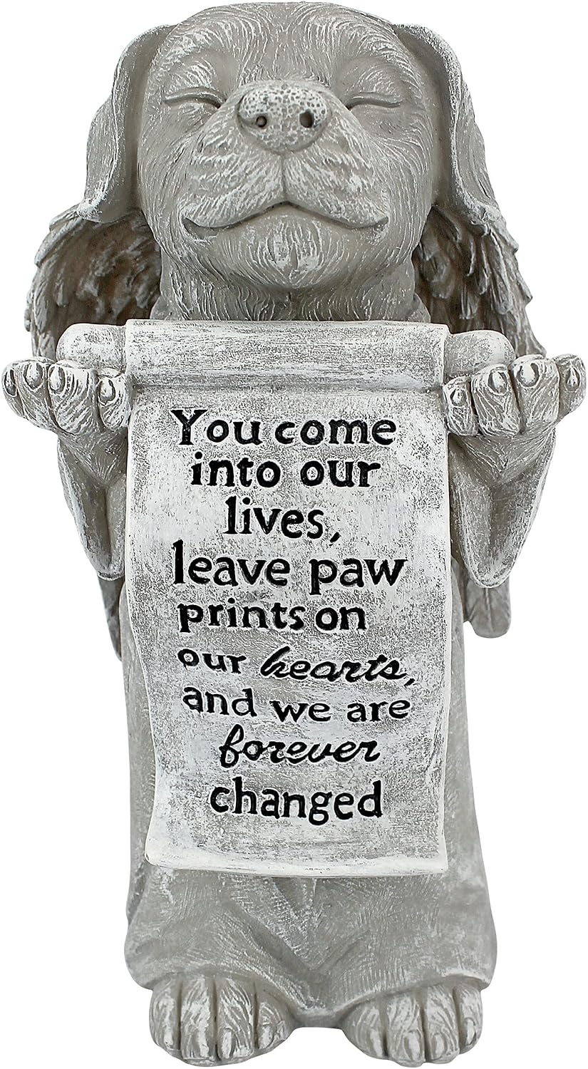 Design Toscano PAW Prints ON Our Hearts Dog Statue
