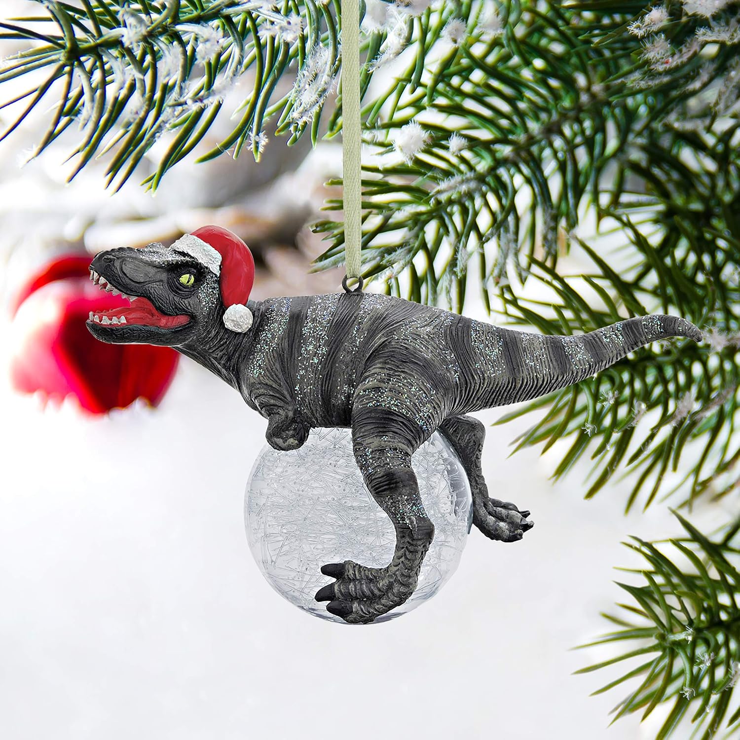 Design Toscano Blitzer the T Rex Dinosaur Christmas Tree Ornament, 5 Inch