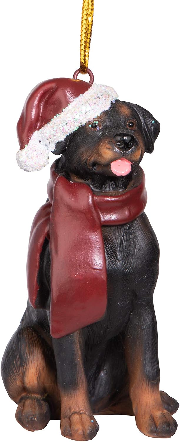 Design Toscano Christmas Xmas Rottweiler Holiday Dog Ornaments, Full Color