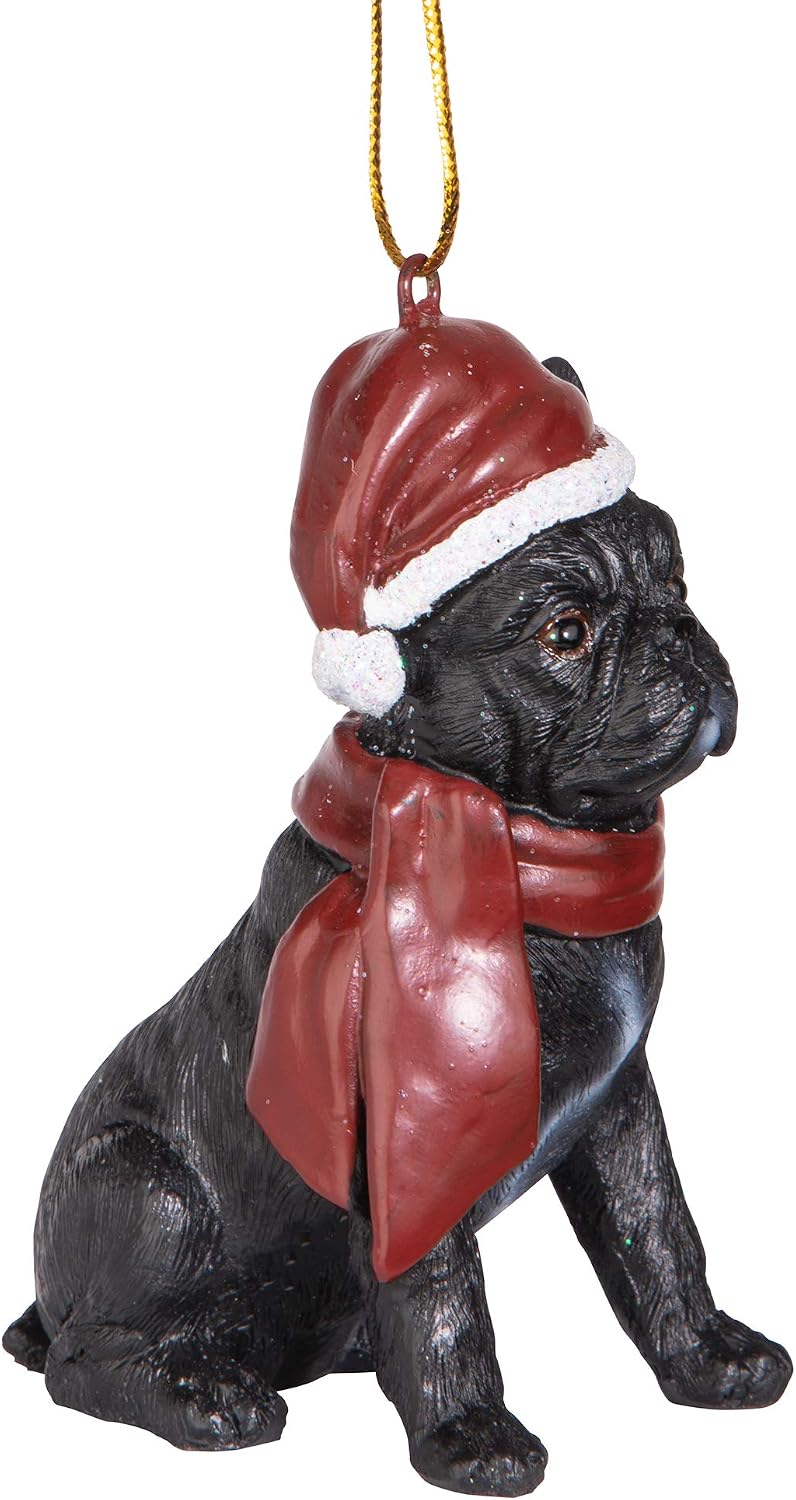 Design Toscano Christmas Xmas French Bulldog Holiday Dog Ornaments, Full