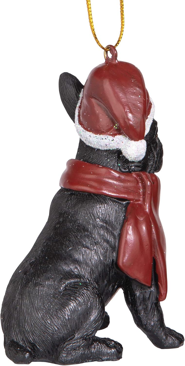 Design Toscano Christmas Xmas French Bulldog Holiday Dog Ornaments, Full