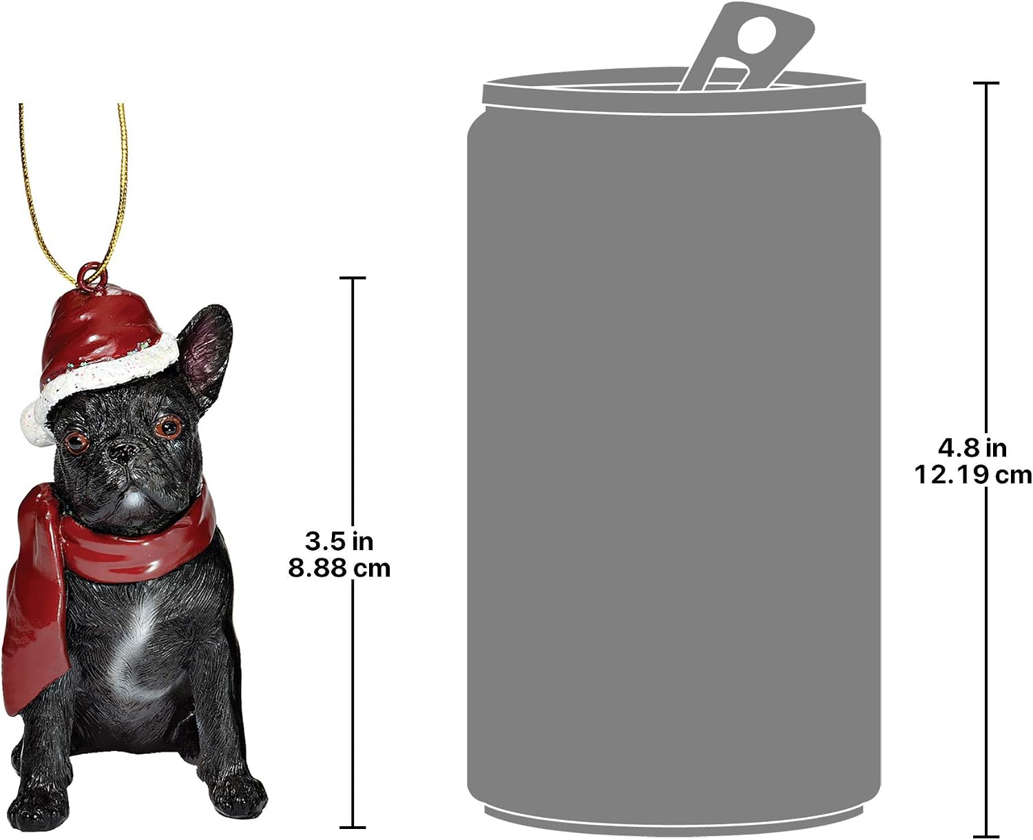 Design Toscano Christmas Xmas French Bulldog Holiday Dog Ornaments, Full