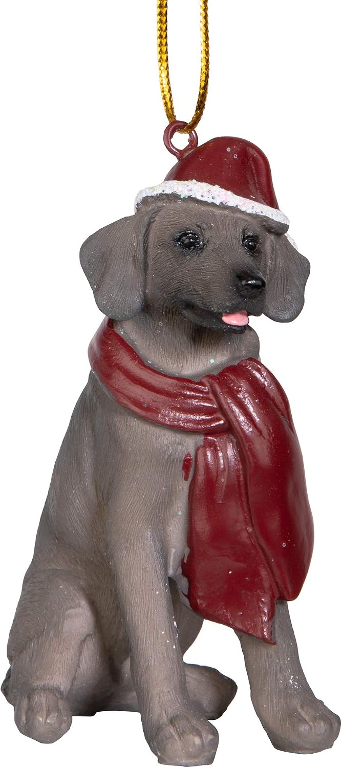 Design Toscano Christmas Xmas Weimaraner Holiday Dog Ornaments, Full Color