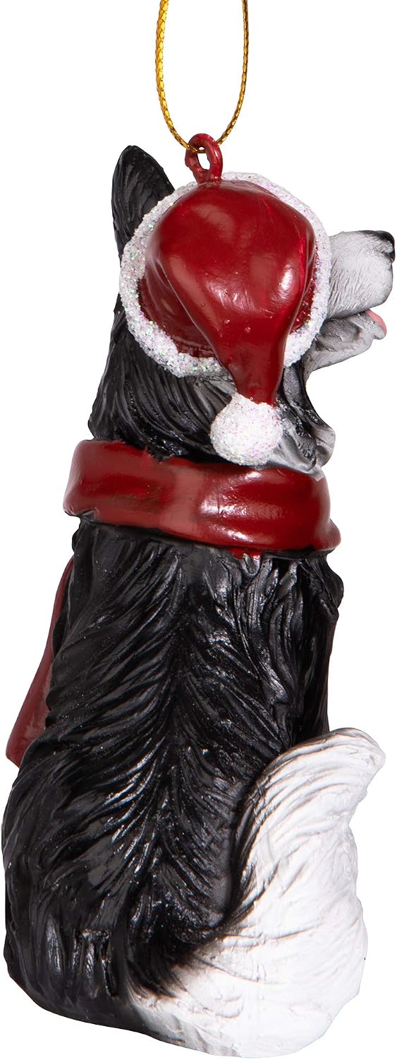 Design Toscano Christmas Xmas Border Collie Holiday Dog Ornaments, Full