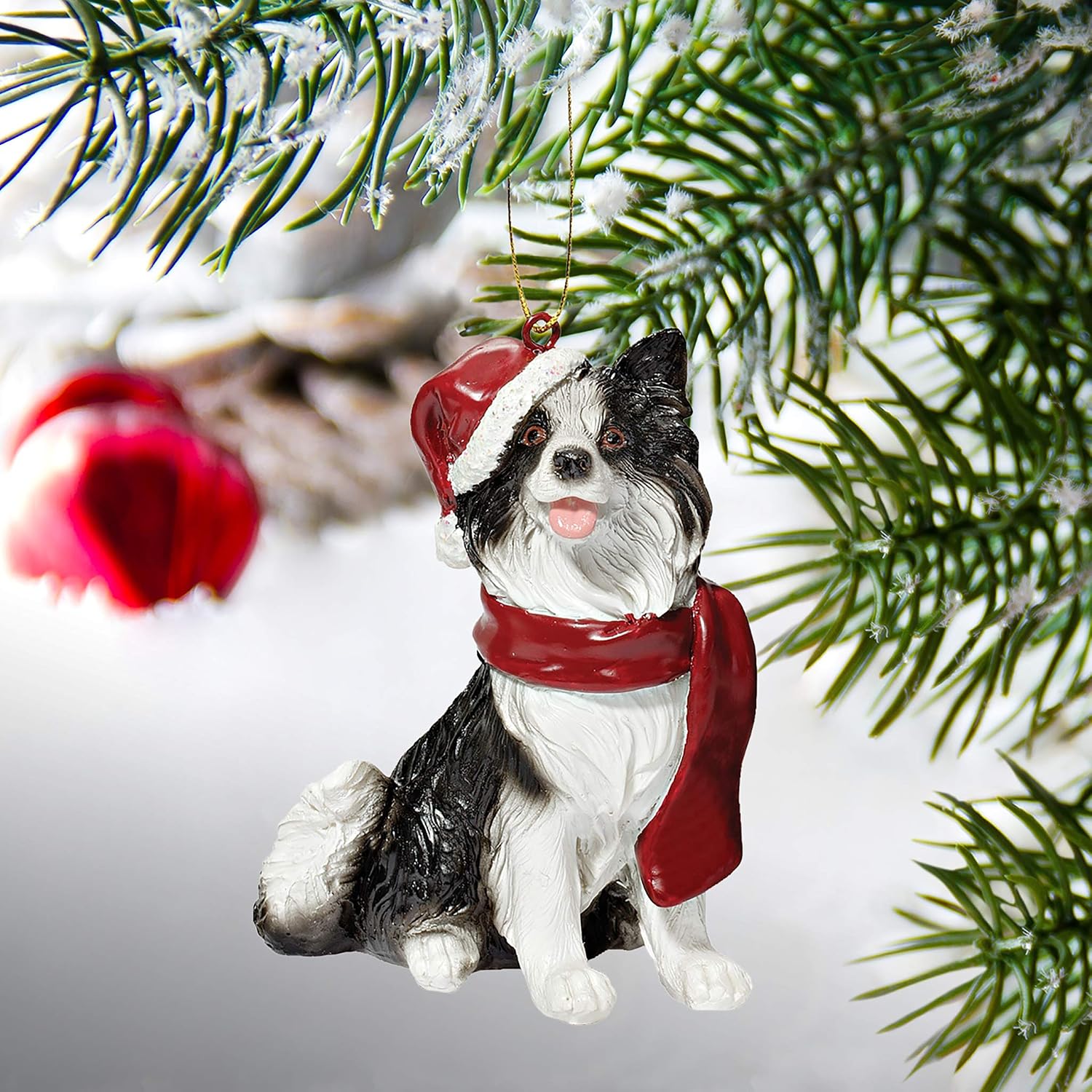 Design Toscano Christmas Xmas Border Collie Holiday Dog Ornaments, Full
