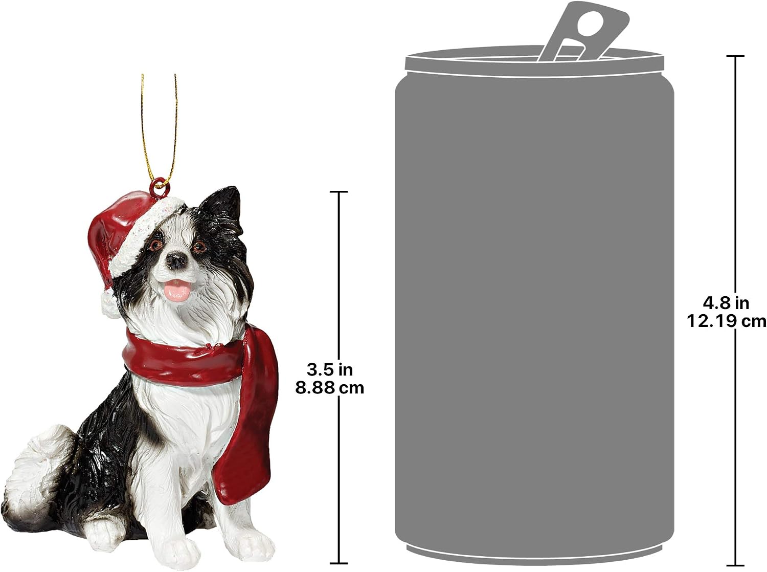 Design Toscano Christmas Xmas Border Collie Holiday Dog Ornaments, Full
