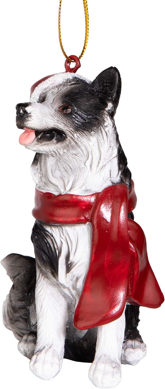 Design Toscano Christmas Xmas Border Collie Holiday Dog Ornaments, Full