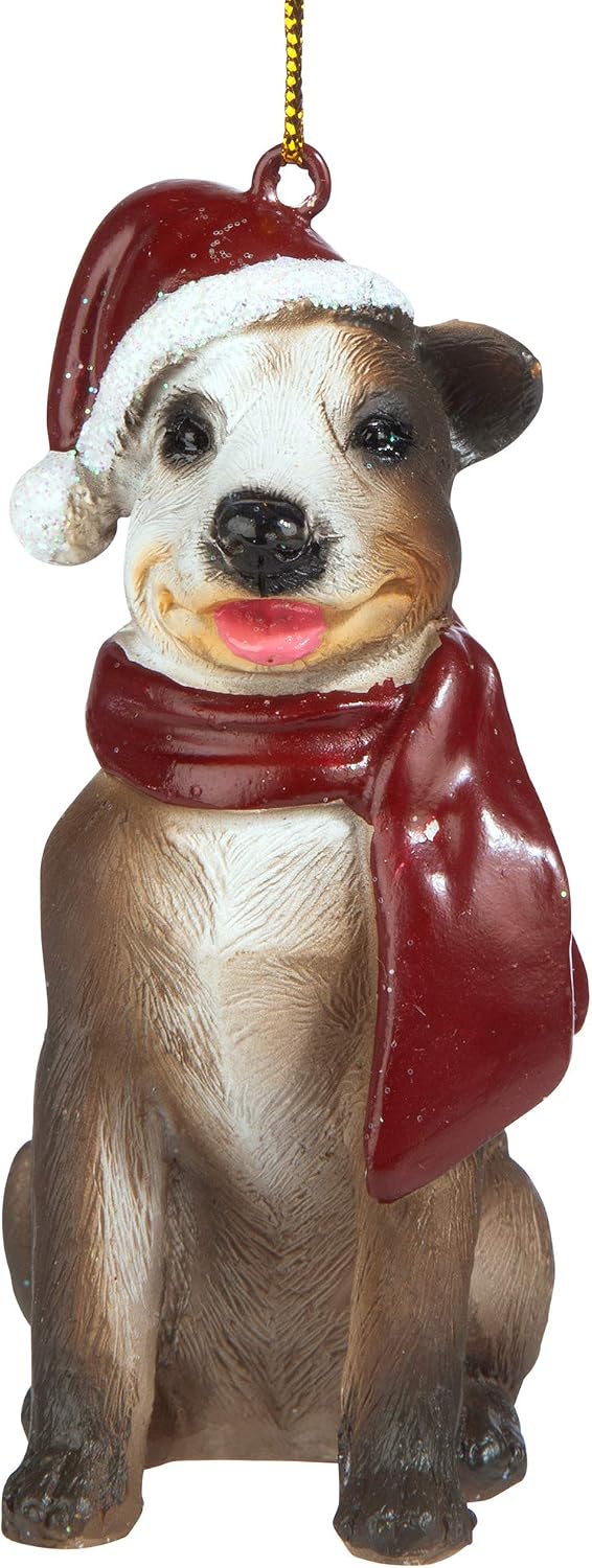 Design Toscano JH576312 Christmas Xmas Pitbull Holiday Dog Ornaments, Full