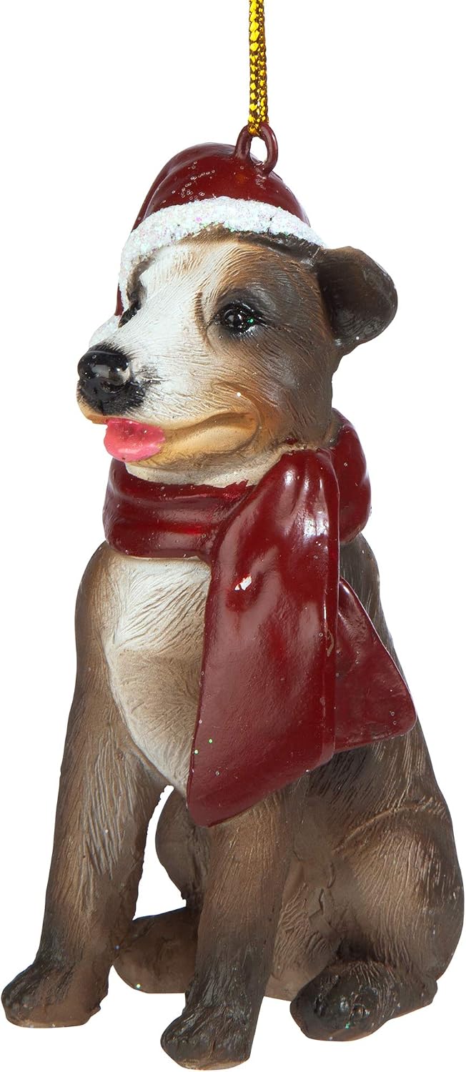Design Toscano JH576312 Christmas Xmas Pitbull Holiday Dog Ornaments, Full