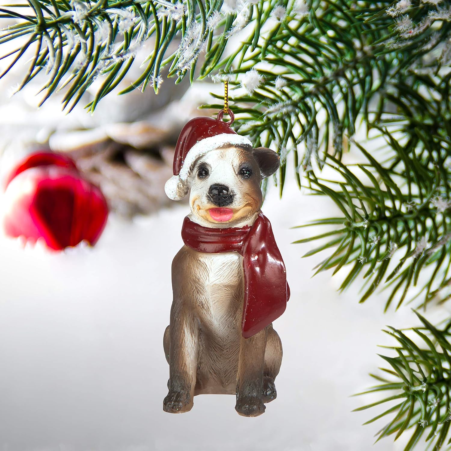Design Toscano JH576312 Christmas Xmas Pitbull Holiday Dog Ornaments, Full