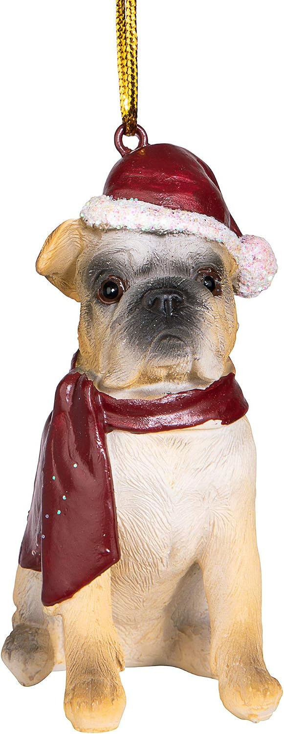 Design Toscano JH576304 Christmas Xmas Bulldog Holiday Dog Ornaments, Full
