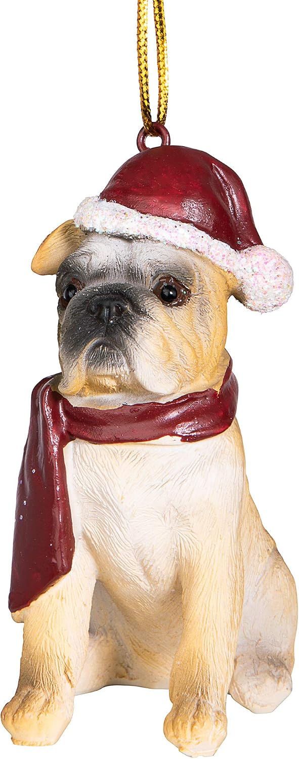 Design Toscano JH576304 Christmas Xmas Bulldog Holiday Dog Ornaments, Full