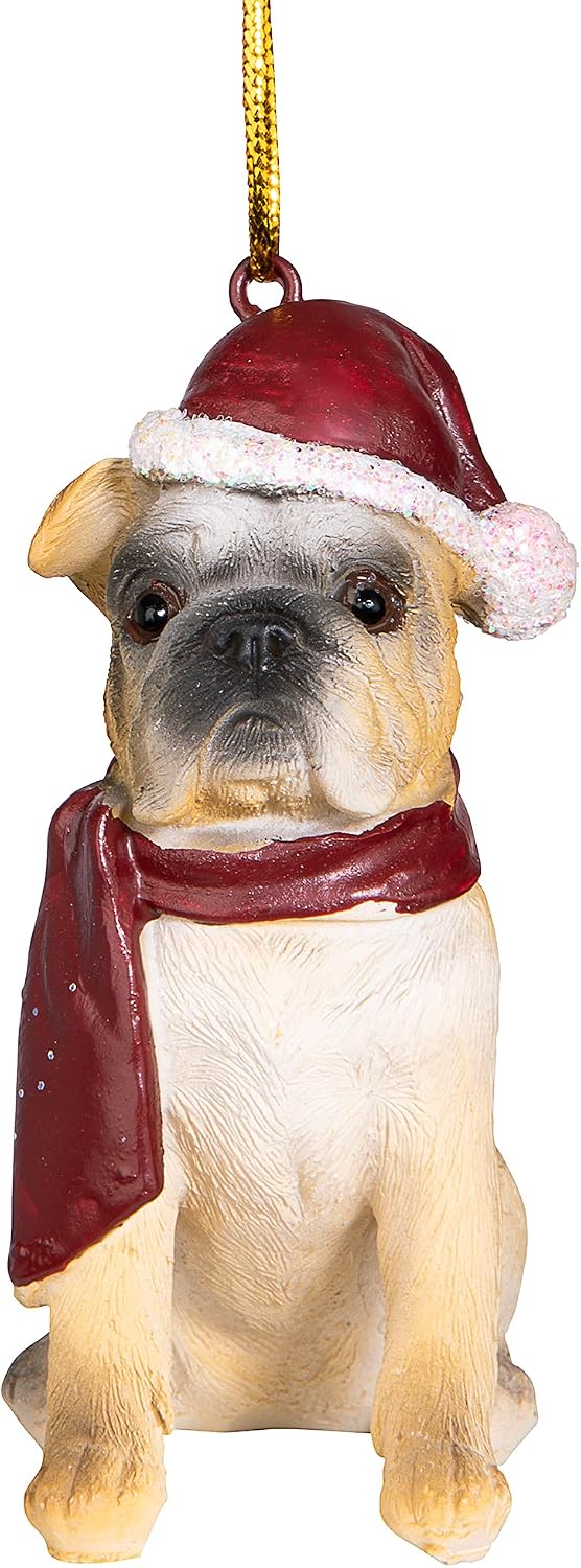 Design Toscano JH576304 Christmas Xmas Bulldog Holiday Dog Ornaments, Full
