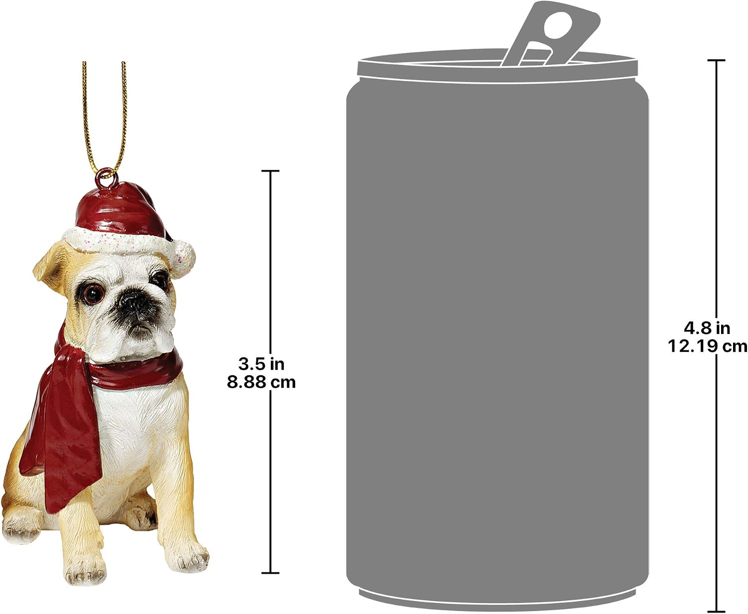 Design Toscano JH576304 Christmas Xmas Bulldog Holiday Dog Ornaments, Full