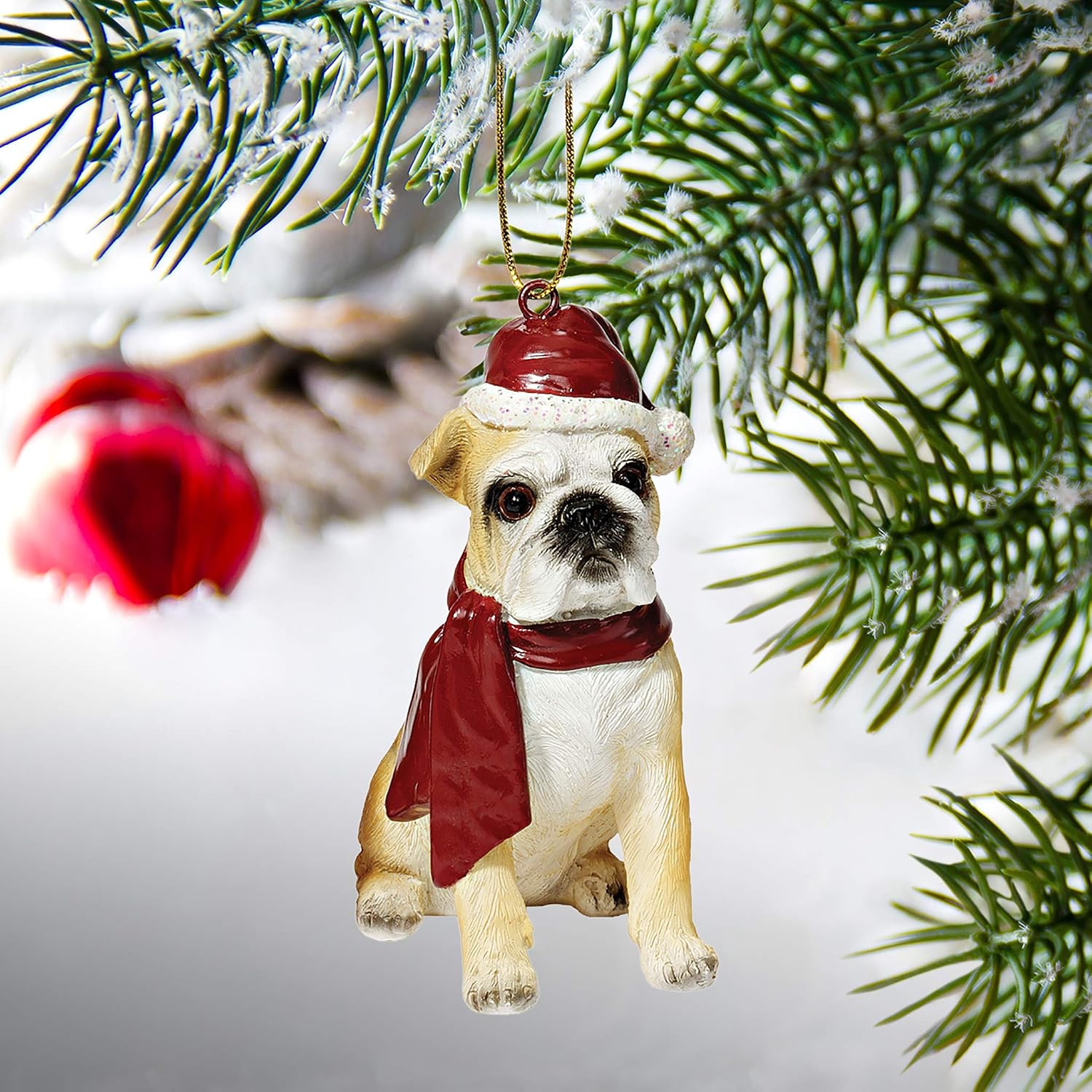 Design Toscano JH576304 Christmas Xmas Bulldog Holiday Dog Ornaments, Full
