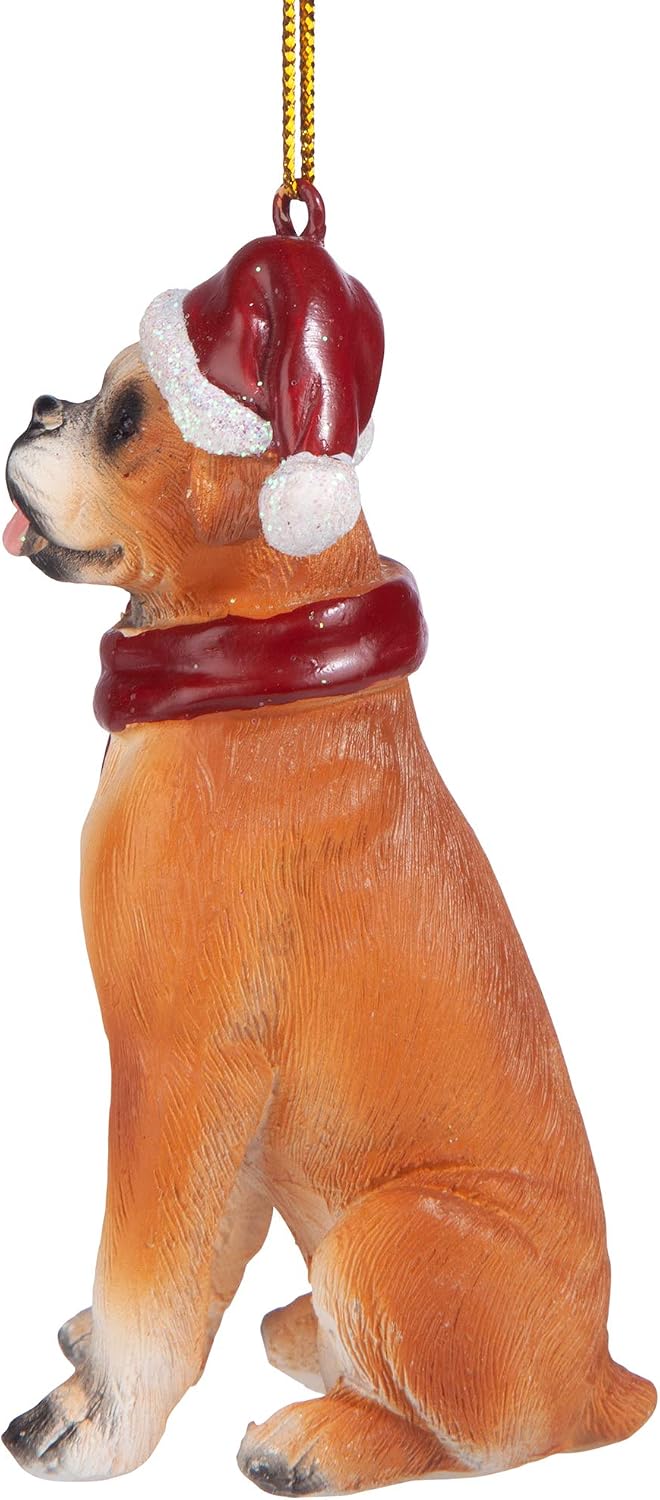 Design Toscano JH576303 Christmas Xmas Boxer Holiday Dog Ornaments, Full