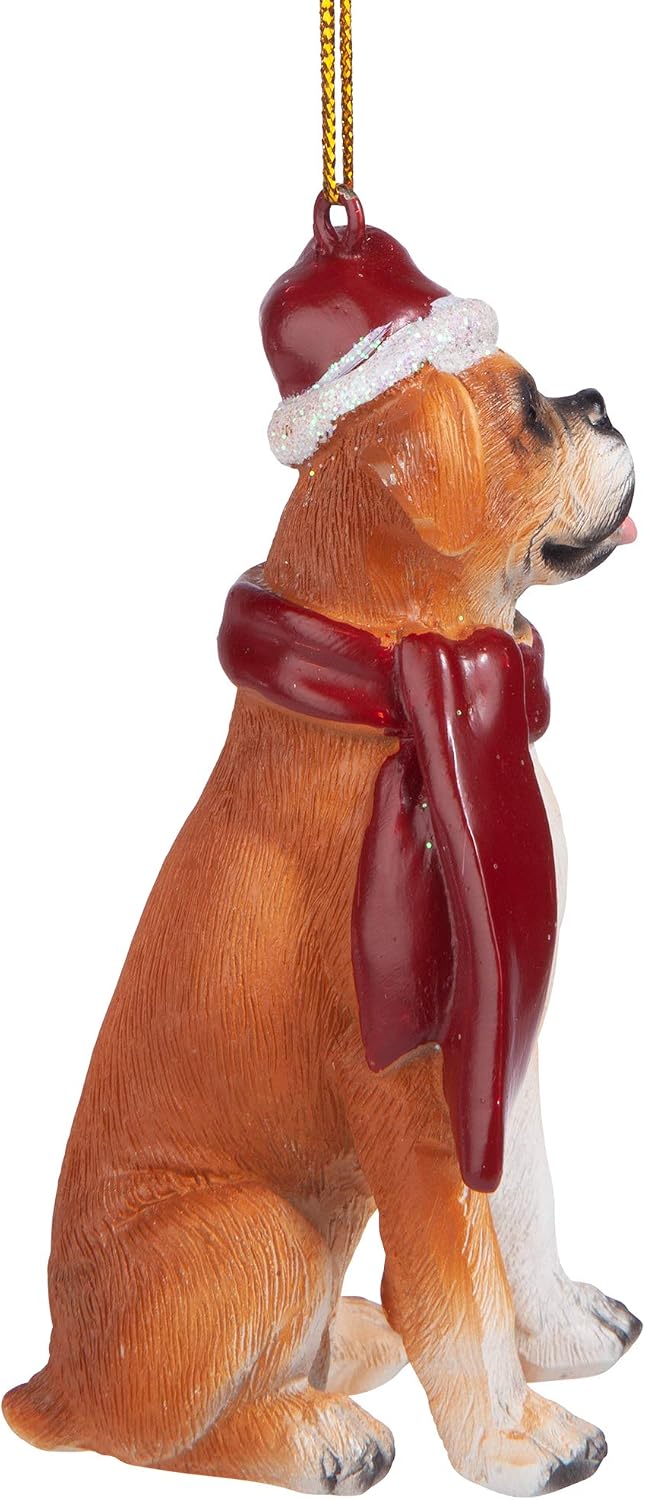 Design Toscano JH576303 Christmas Xmas Boxer Holiday Dog Ornaments, Full
