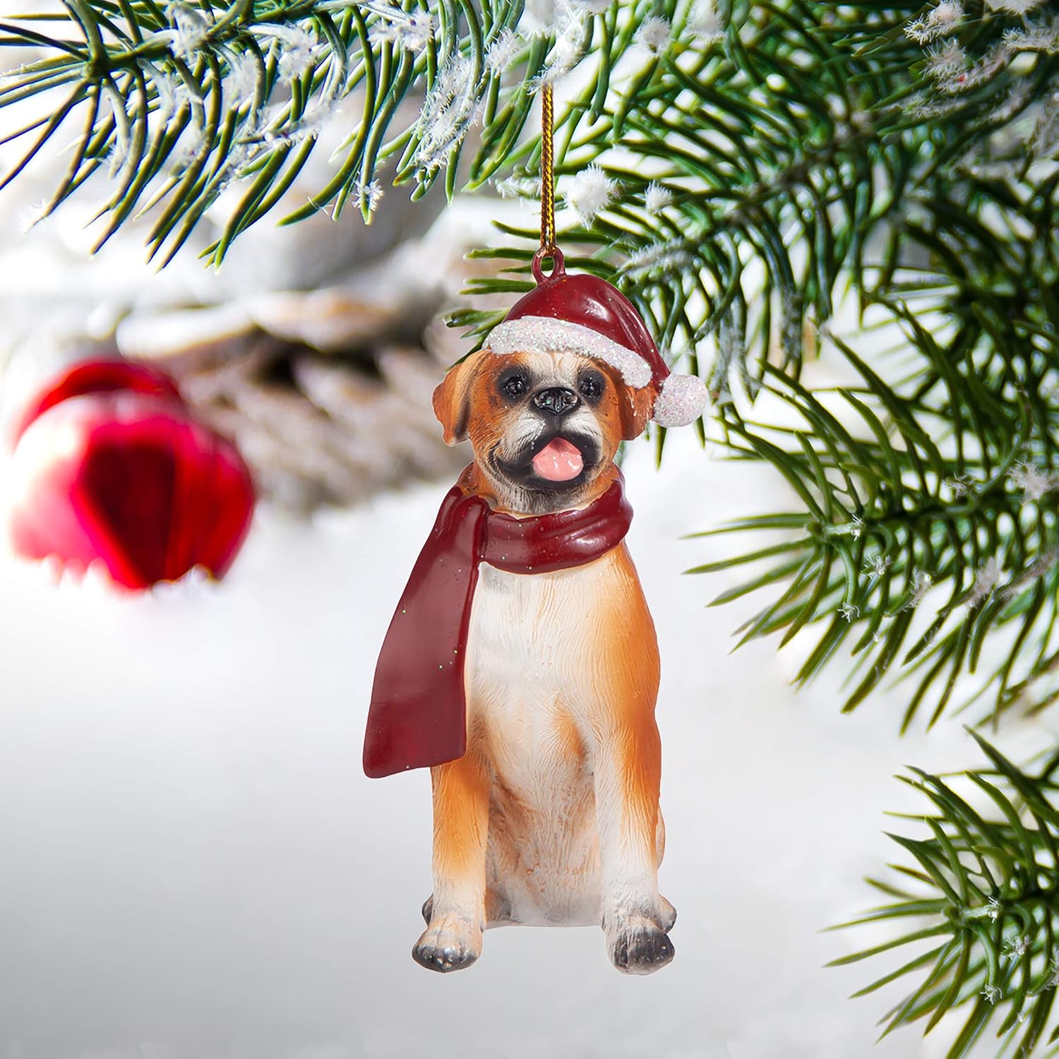 Design Toscano JH576303 Christmas Xmas Boxer Holiday Dog Ornaments, Full